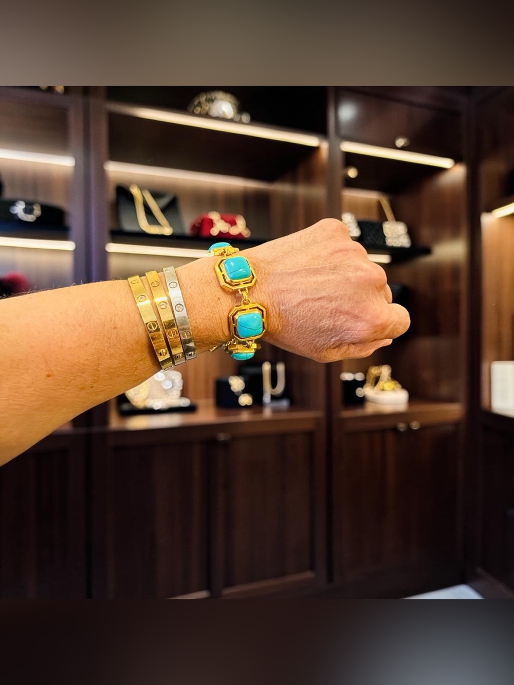 Julie Vos Vintage Retro RARE authentic luxury Turquoise Statement Bracelet